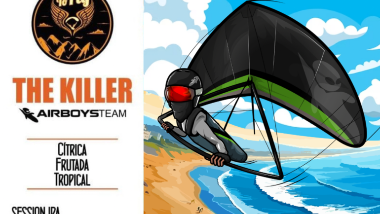 A cerveja THE KILLER desenvolvendo o novo rótulo com tema “Asa Delta”.